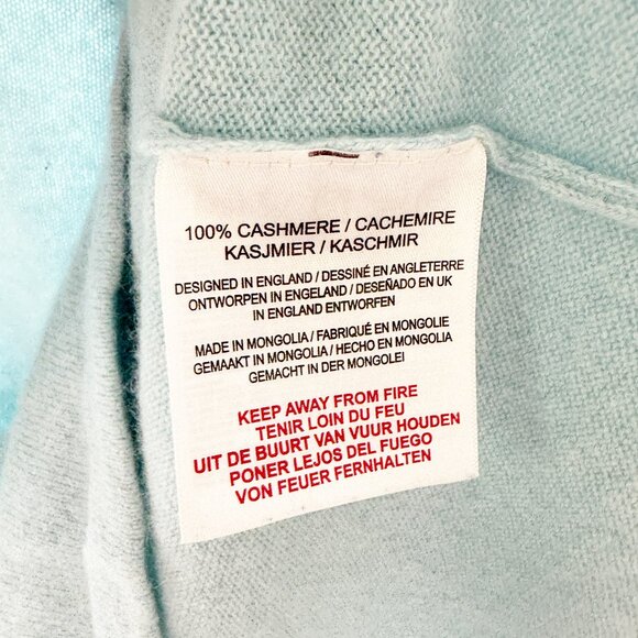 Amuse Paris Skull Cashmere Pullover Scoop Neck Sweater Light Blue L - Picture 7 of 9